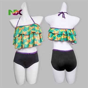 Traje de Baño de <span class=keywords><strong>Cosplay</strong></span> de Agatsuma Zenitsu, <span class=keywords><strong>Kamado</strong></span> <span class=keywords><strong>Nezuko</strong></span>, Kanroji Mitsuri y Shinobu para Mujer y Niña, Gran Venta - Product Image 3