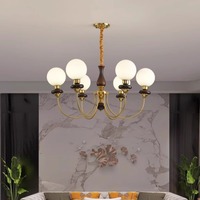 Lámpara Colgante LED de Madera Ajustable en Altura, Estilo Francés Moderno de Mediados de Siglo, Vintage Americano Retro, Tipo Magic Bean, para Sala de Estar