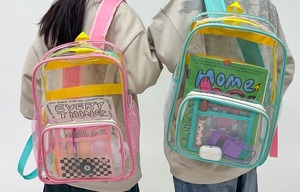 Sac à dos transparent en PVC tendance avec fermeture éclair, logo personnalisé, imperméable, unisexe, pour étudiants, sac à bandoulière, voyage en plein air, 18 Arcuate - Product Image 4