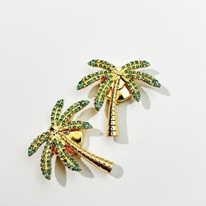 Desain pohon kelapa tembaga tombol kemeja penutup berlian imitasi pakaian aksesori untuk pria dan wanita kemeja dekorasi - Product Image 5