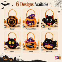 Sac à bonbons en feutre octogonal pour Halloween pour enfants |   6 modèles de sacs fourre-tout non tissés à motifs citrouille, chauve-souris et araignée |   Écologique et réutilisable