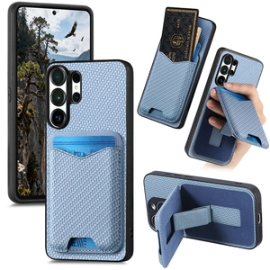 Funda tipo cartera con soporte para tarjetas, estilo fibra de carbono, para Samsung S26 Ultra/S24FE/S25/A57, para <span class=keywords><strong>Galaxy</strong></span> A37/A56 - Product Image 1