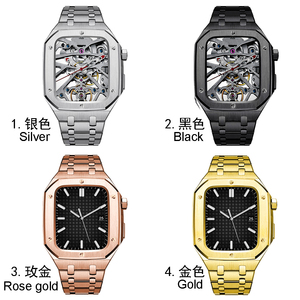 Kit de modification de bracelet en acier inoxydable pour homme, avec boîtier de protection à motif de dessin animé tendance pour <span class=keywords><strong>Apple</strong></span> <span class=keywords><strong>Watch</strong></span> Series 4/5/6/<span class=keywords><strong>7</strong></span>/8 44mm 45mm - Product Image 2