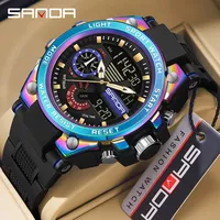 Jam Tangan Pria Sanda 3302 Analog-Digital Alarm Multifungsi Tahan Air 5BAR Jam Tangan Olahraga