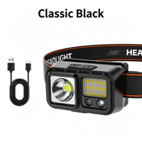 Mini lampe frontale LED rechargeable IP44 avec détecteur de mouvement, légère, pour la randonnée, le camping et l'escalade en extérieur