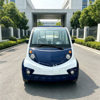 Véhicule de sécurité électrique robuste à 4 places avec logo personnalisé et feux d'avertissement rouge et bleu pour usage industriel et en usine