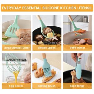Juego <span class=keywords><strong>de</strong></span> Utensilios <span class=keywords><strong>de</strong></span> <span class=keywords><strong>Cocina</strong></span> Ecológicos <span class=keywords><strong>de</strong></span> Madera <span class=keywords><strong>de</strong></span> Acacia y Silicona <span class=keywords><strong>de</strong></span> Primera Calidad, 12 Piezas, Resistentes al Calor 446F, Antiadherentes, Aptos para Lavavajillas, Tendencia 2026 - Product Image 4