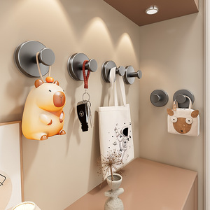 Ganchos de pared con ventosa, redondos, pulidos, sin perforaciones, para entrada, almacenamiento de llaves, sombreros, ropa, organizador - Product Image 1