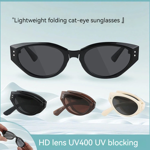 Gafas de Sol Plegables Portátiles 2024, UV400, Montura Completa Blanca, Unisex, Estilo Europeo-Americano, Ojo de Gato, de Lujo - Product Image 3