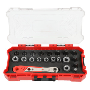 21-Piece Ratchet Wrench Set With Socket And Screwdriver Bits 1/4 In Hex Drive Plastic <b>Box</b> <b>Storage</b> Diy Tool Kit - Product Image 4