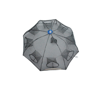 Piège à crabes pliable pour loisirs de plein air, 8 trous, type parapluie, pour la pêche aux crabes, homards et poulpes