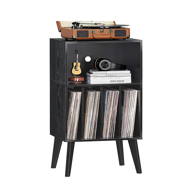 Wooden CD Storage Rack Storage Cabinet Record Storage Table Display Shelf for Dining Living Room Nightstand or Side Table