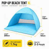 Grande tente de plage automatique, abri solaire pop-up, protection UV, cabane d'ombrage pour 3 adultes et 5 enfants avec sac de transport