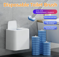 Système de nettoyage de toilettes jetable avec recharges d'aromathérapie, boîte de rangement pour bâtonnets de nettoyage et tablettes de recharges parfumées