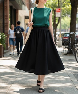 Gonna Midi in Lino CHERRY OEM ODM, Abbigliamento Estivo da Donna Stile A-Line - Product Image 3