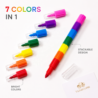 Crayons de cire à huile empilables 7 couleurs, 7 sections, 15 cm, non toxiques, pour art créatif et graffiti, ensemble carré
