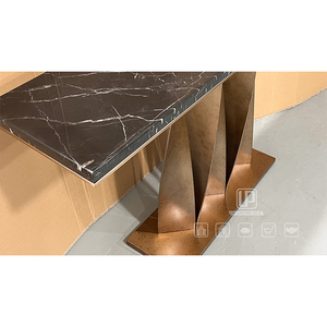 Contemporary Living Room Furniture Rectangle <b>Console</b> <b>Table</b> Natural Stone Top <b>Table</b> With <b>Gold</b> Base 01 Rectangle Cons - Product Image 2
