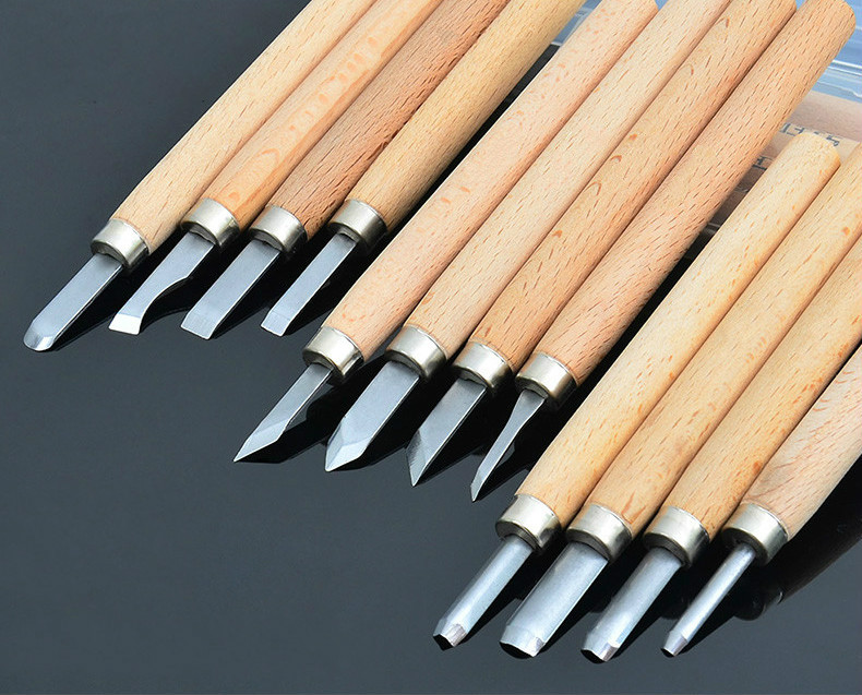 12pcs Professional Wood Carving Chisel Knife Hand Tool Set