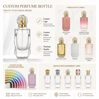 Flacon de parfum haut de gamme en verre transparent facetté 30ml 50ml pour femmes avec logo personnalisé et emballage cadeau