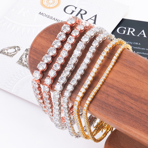 Multicolor Hip Hop Classic Tennis Bracelet VVS Moissanite Jewelry Gra Certified 925 Sterling Silver Luxury Women <b>Men</b> Rhodium - Product Image 4