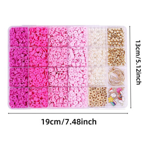 Pink Diy Jewelry Kit Polymer Clay Beads Bracelet Making <b>Set</b> For <b>Kids</b> 7-12 Years Old Craft Toy With Charms And <b>Tools</b> - Product Image 2