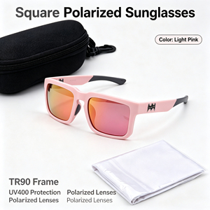 Lunettes de soleil carrées polarisées TR90 en gros, verres miroir UV400, pour surf et plage, monture intégrale, étui <span class=keywords><strong>EVA</strong></span>, tissu, couleurs vives, personnalisables, confortables - Product Image 5