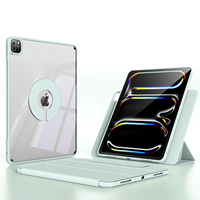 Étui de protection transparent rotatif détachable avec porte-crayon en cuir PU à trois volets pour iPad Pro 11 pouces étui M4 2024 5th Gen Case