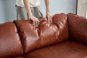 Light Luxury <strong>1</strong>+<strong>2</strong> <strong>Sofa</strong> Set Simple Design Modern Brown Leather Living Room <strong>Sofa</strong> With Stainless Steel Feet - Product Image 5