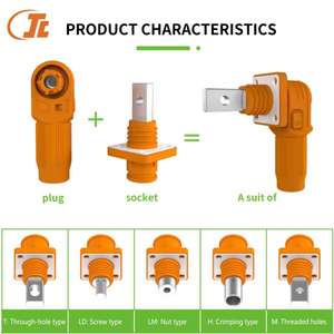 Connettori Impermeabili IP67 ad Alta Tensione con Terminali in Rame, Spina e Presa ad Angolo Retto, Connettori Surlok per Batterie LiFePO4 - Product Image 1
