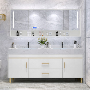 Wholesale Modern Luxury Gray Wooden Bathroom Washbasin <b>Sets</b> with Smart Mirror MDF Options for Apartment & Family Use - Product Image 5