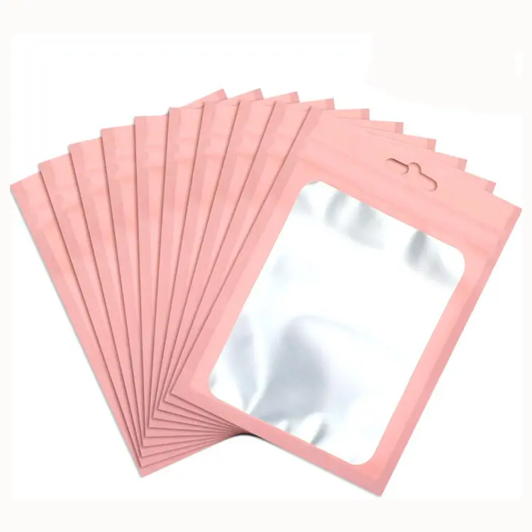 कस्टम रंग मुद्रण ज़िप थैली गुलाबी ब्लू ग्रीन पारदर्शी खिड़की ziplock थैली एल्यूमीनियम पन्नी चाय बैग के लिए खाद्य