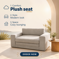 Hellgraues Knochenloses Cord-Sofa Vakuumverpackt Modulares Sofa Spart Versandkosten für Kleine Räume Hotelprojekte