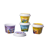 Gobelet en plastique PP de haute qualité avec étiquette IML intégrée, forme et taille personnalisées, idéal pour l'emballage de fromage et de beurre.