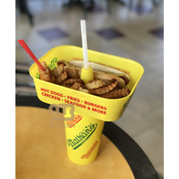 Tasse à emporter en verre PET PP de qualité alimentaire éco recyclable à impression personnalisée Thé Boba 2 en 1 Tasse en plastique avec bol à collation Plateau de baignoire