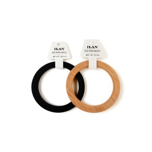 Manici Rotondi in Legno Ilan 15x13 Cm 2 Pezzi per Realizzazione Borse - Product Image 1