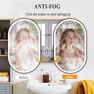 Espejo LED antiniebla con ajuste de temperatura de color, cambio entre luz blanca cálida y blanca fría - Product Image 5