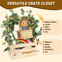 Panier de rangement en bois pour bébé, avec poignée, pour cadeaux de naissance (garçons et filles), panier de rangement pour bébé, panier à langer