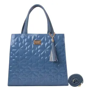Sac à main en cuir bleu pour femme Fana Kalea avec broderie, fermeture ouverte, usage quotidien décontracté, forme carrée, bandoulière - Product Image 4
