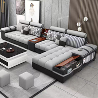 Modernes Design Heim-Eck-Modulsofa-Set Möbel Luxus-Mikrofaserstoff Couch 7-Sitzer L-Form Wohnzimmer-Sitzgruppe