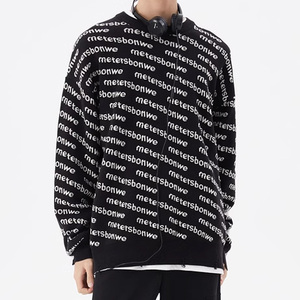 Pulls pour hommes avec LOGO personnalisé pull-over lettre haut en tricot jacquard manches longues col rond hiver pull en coton pour hommes - Product Image 1