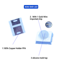 Puce LED SMD 3036 avec un petit angle de vision de 15 30 60 90 degrés 0,2W 0,5W Lentille en dôme