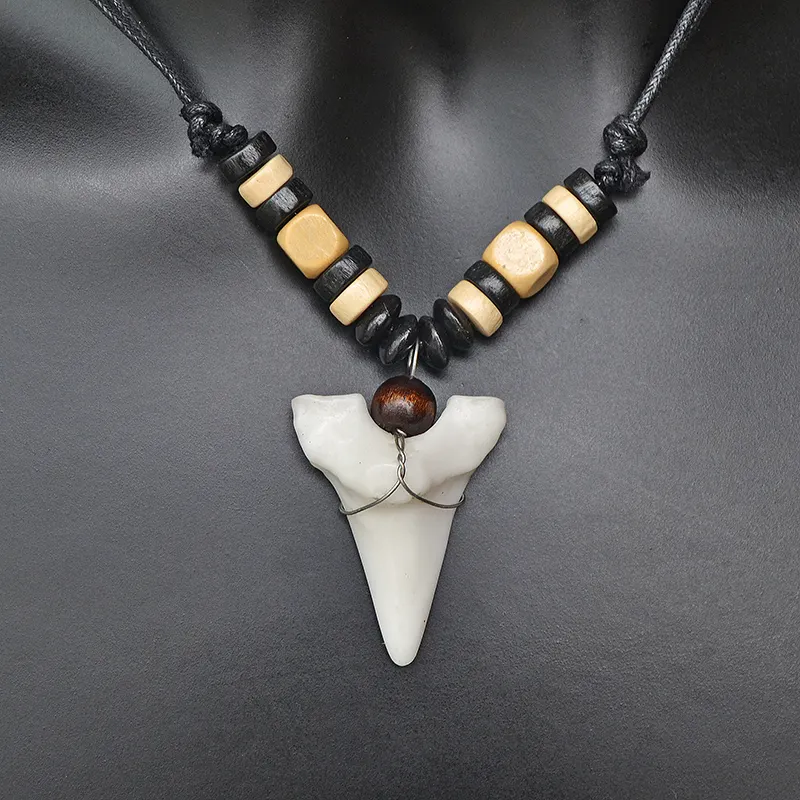 FY002 Hawaii Surfer Jewelry Handmade Imitation shark teeth Pendant New Zealand Maori Tribal bone Choker WoMen's Men's Necklace