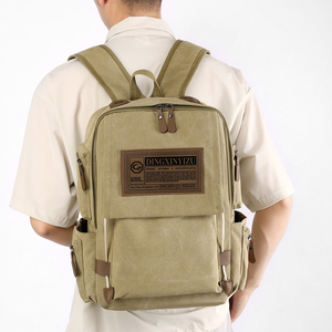 Chất Lượng Cao Unisex Retro Phong Cách Thực Tế Trường Trung Học Cao Đẳng Sinh Viên Khác Túi Vải Giản Dị Ba Lô Khác Với Dây Kéo Da - Product Image 6