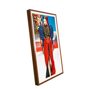 32 \ 43 \ 50 \ 55 Inch Frame Display Advertising Machine Android11 Android WIFI4G Wooden Art Screen