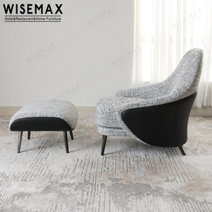 WISEMAX FURNITURE Chaise longue confortable en cuir souple et inclinable pour le loisir Fauteuil de canapé simple design Angie avec pouf - Product Image 2
