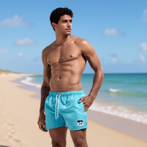 Shorts de Baño para Hombre de Secado Rápido, Color Sólido, Cintura con Cordón, Largo Medio, con Bolsillos, Ropa de Playa Informal - Product Image 2