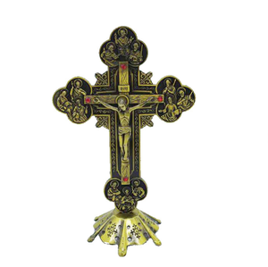 2025 nouveauté métal 21.5cm artisanat catholique couleur plaqué debout <span class=keywords><strong>Crucifix</strong></span> prière croix debout <span class=keywords><strong>Crucifix</strong></span> - Product Image 1