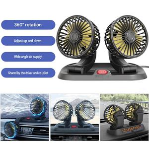 Dual <b>Heads</b> Car <b>Fan</b> 360 Rotatable Adjustable Wind Speed Parking Sign Vehicle Dashboard Air Cooling Circulation <b>Fan</b> - Product Image 3