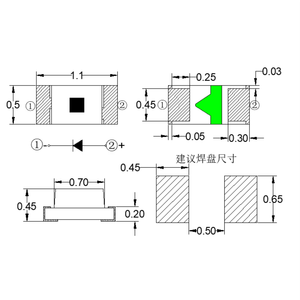 Arktech 0402 Soğuk Beyaz 10000-100000K CCT Yüzeye Monte LED Işık Yayan Diyotlar 120 Derece Görüş Açısı Epoksi Reçine 1.0x0.5x0.45mm - Product Image 2