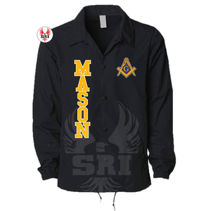 Chaqueta Deportiva Masónica con Logotipo Personalizado, Ligera, de Nailon Sólido, Color Negro Clásico, Transpirable, Cortavientos, para Hombre - Product Image 1